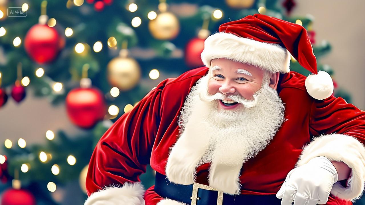 戴着圣诞帽的圣诞老人高清图片