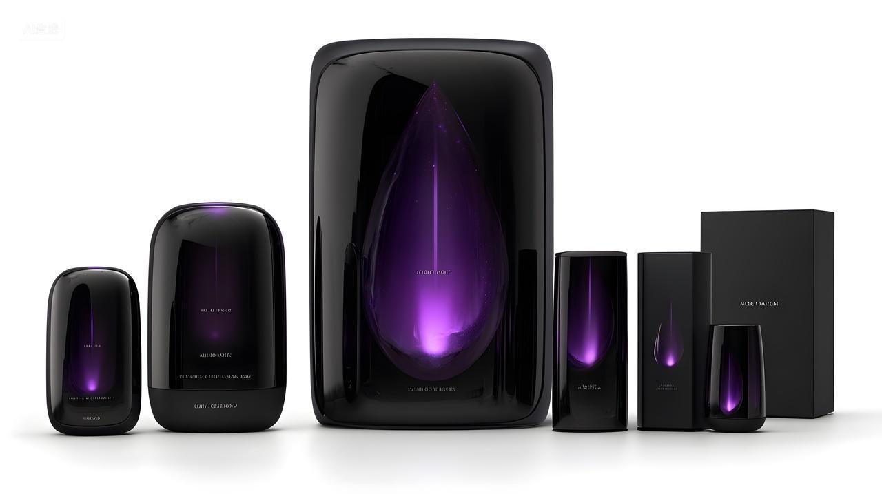 时尚黑色包装搭配紫色点缀