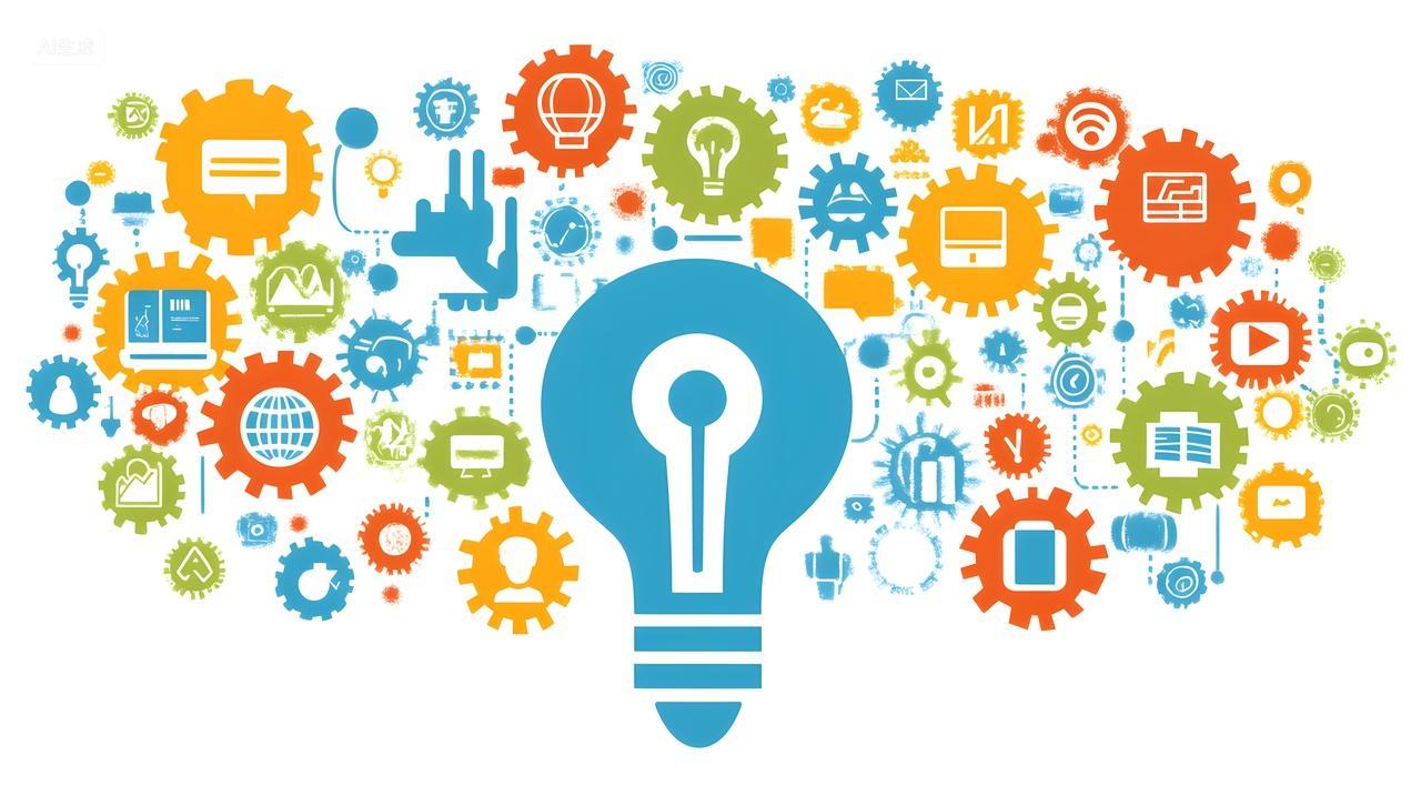 彩色齿轮和灯泡插画