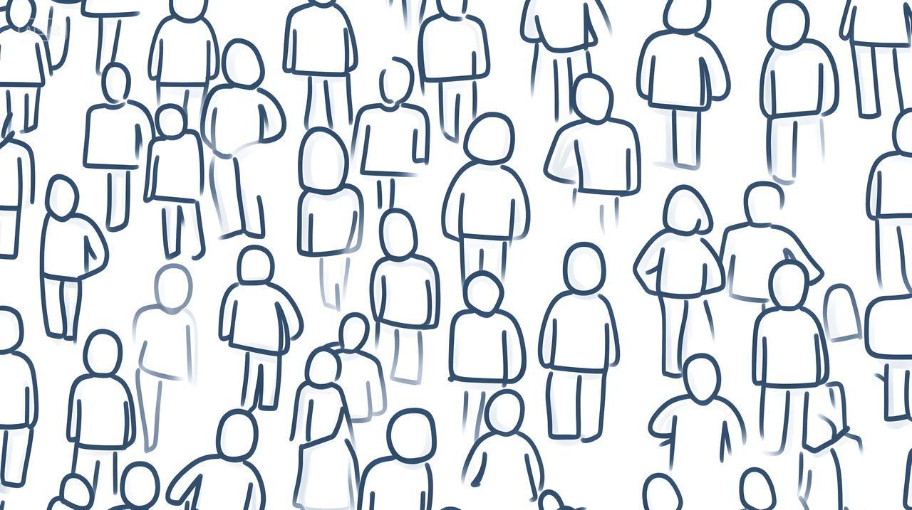 一群由简单线条画成多样化人物