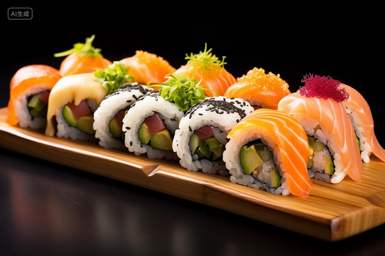 日式料理中的寿司拼盘餐饮美食