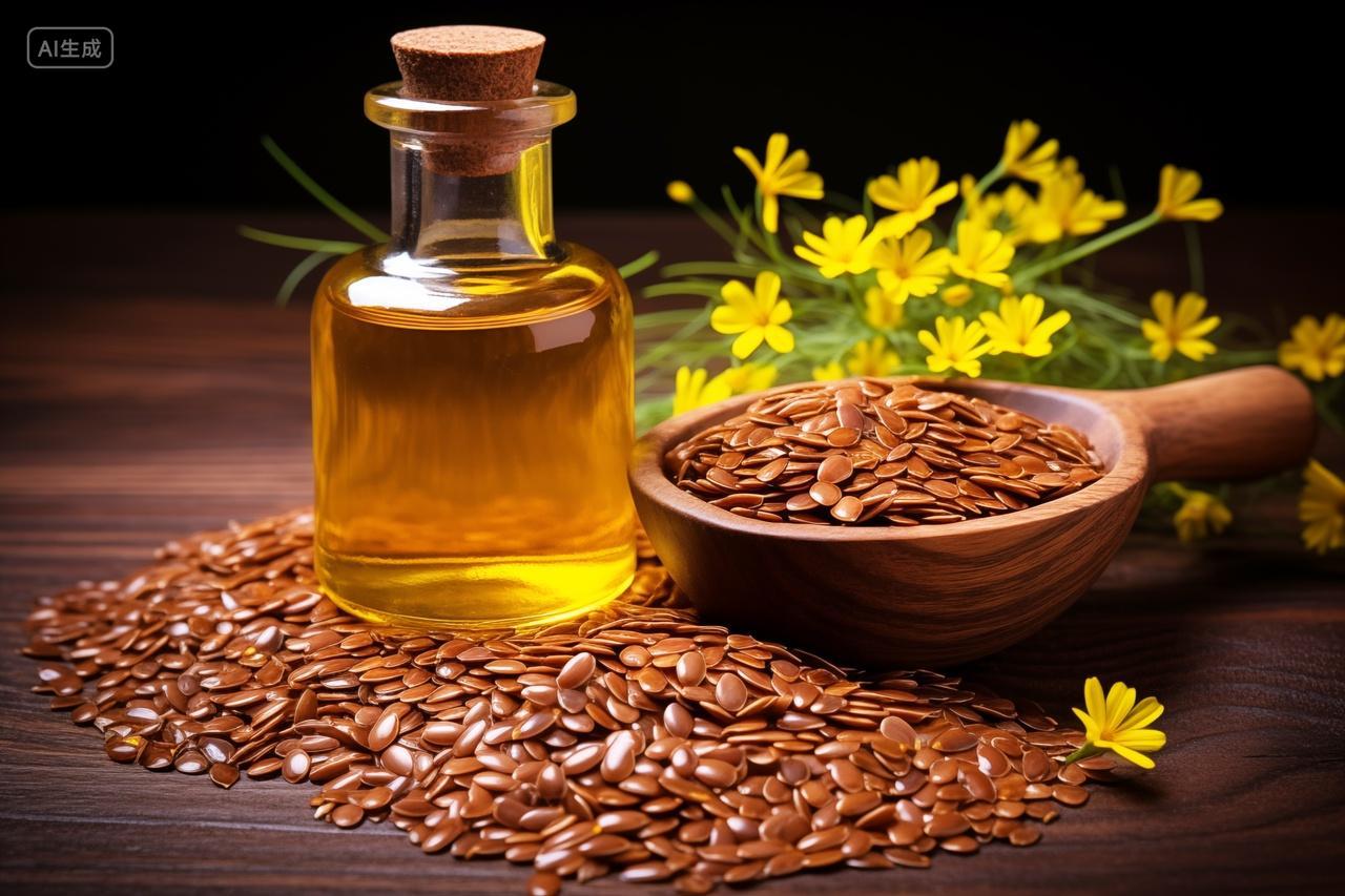 健康饮食亚麻籽油和亚麻籽调味调料