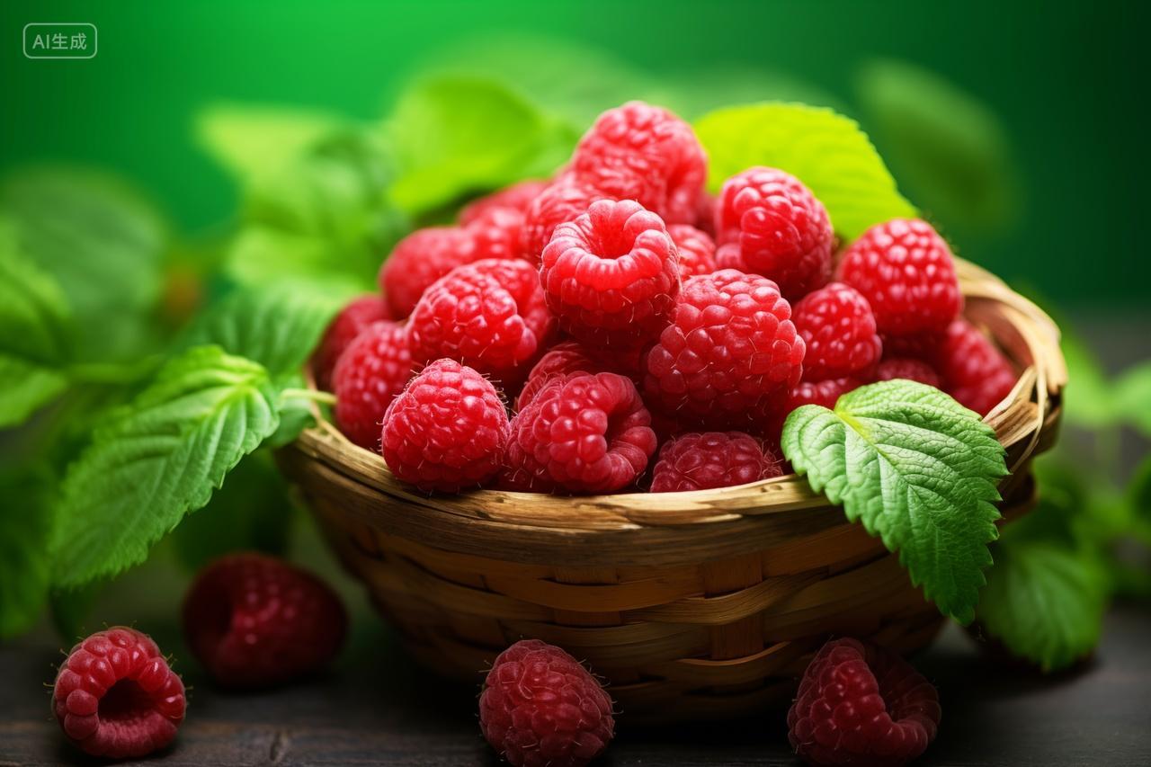 新鲜美味浆果覆盆子树莓水果新鲜果蔬