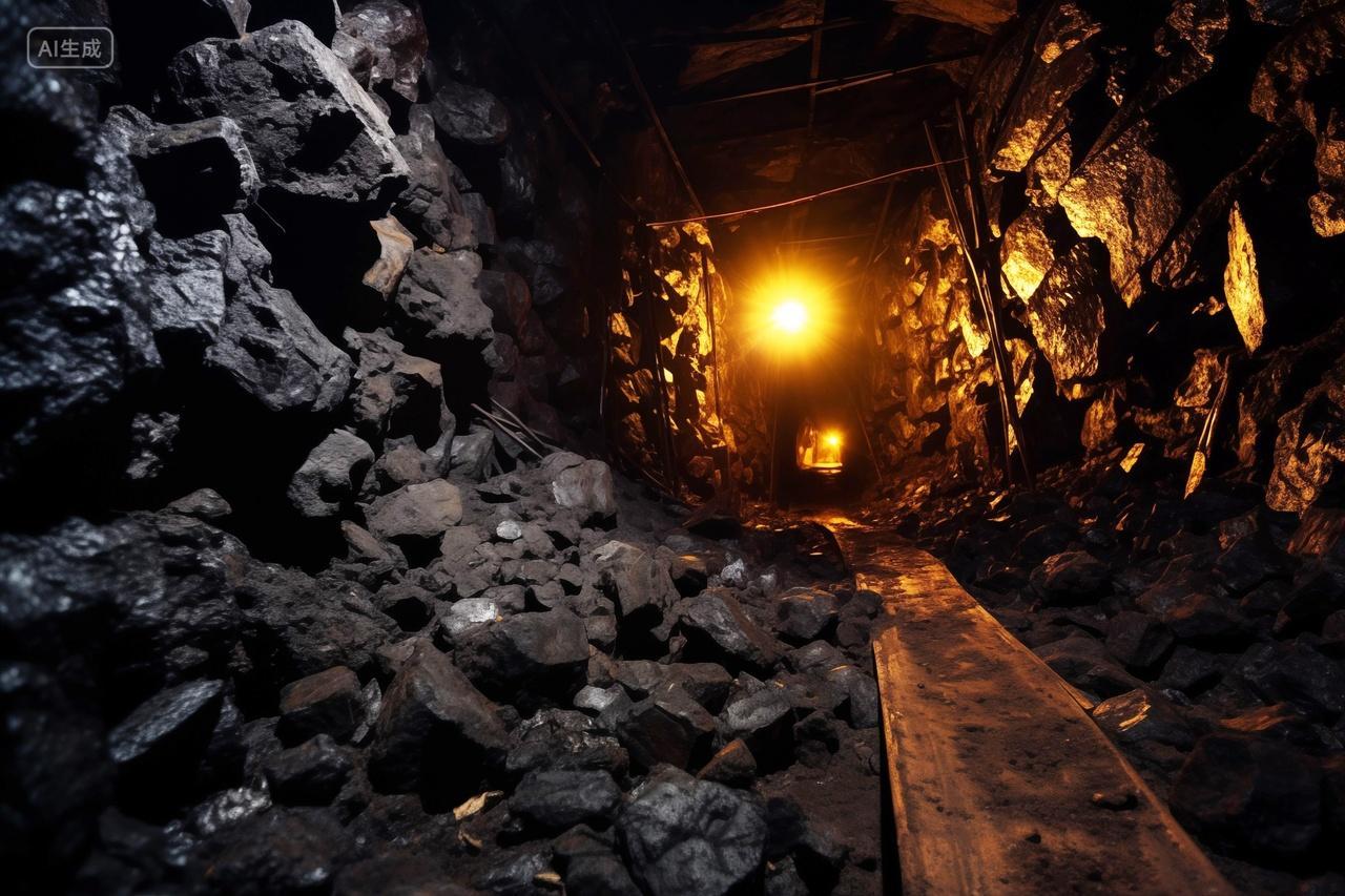 黑暗矿井的幽深通道行业安全生产