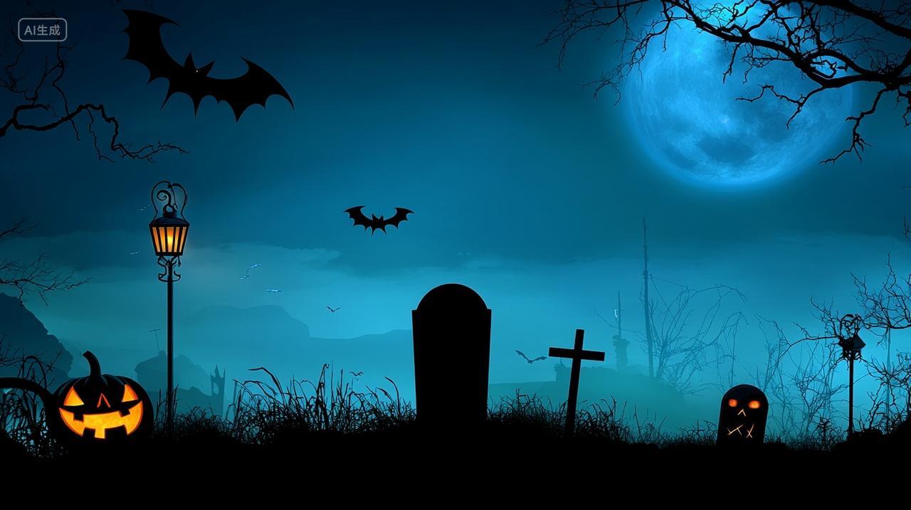 万圣节墓地背景