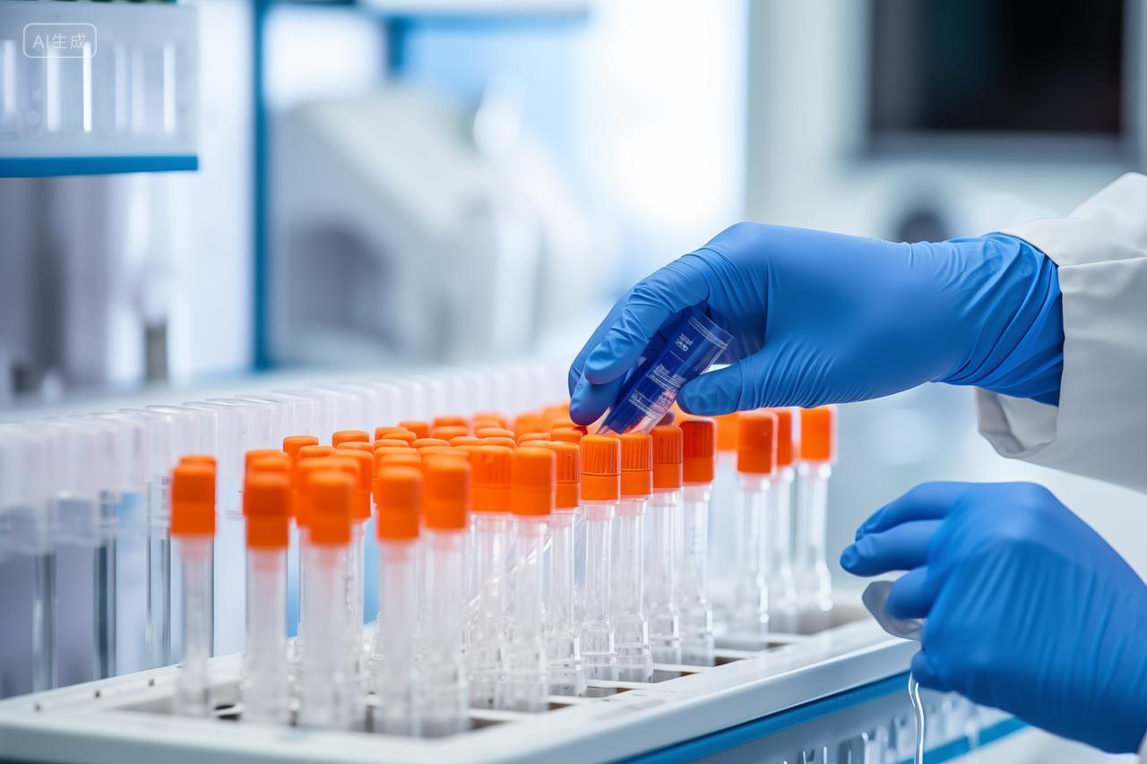 实验室科学家采取取样试管