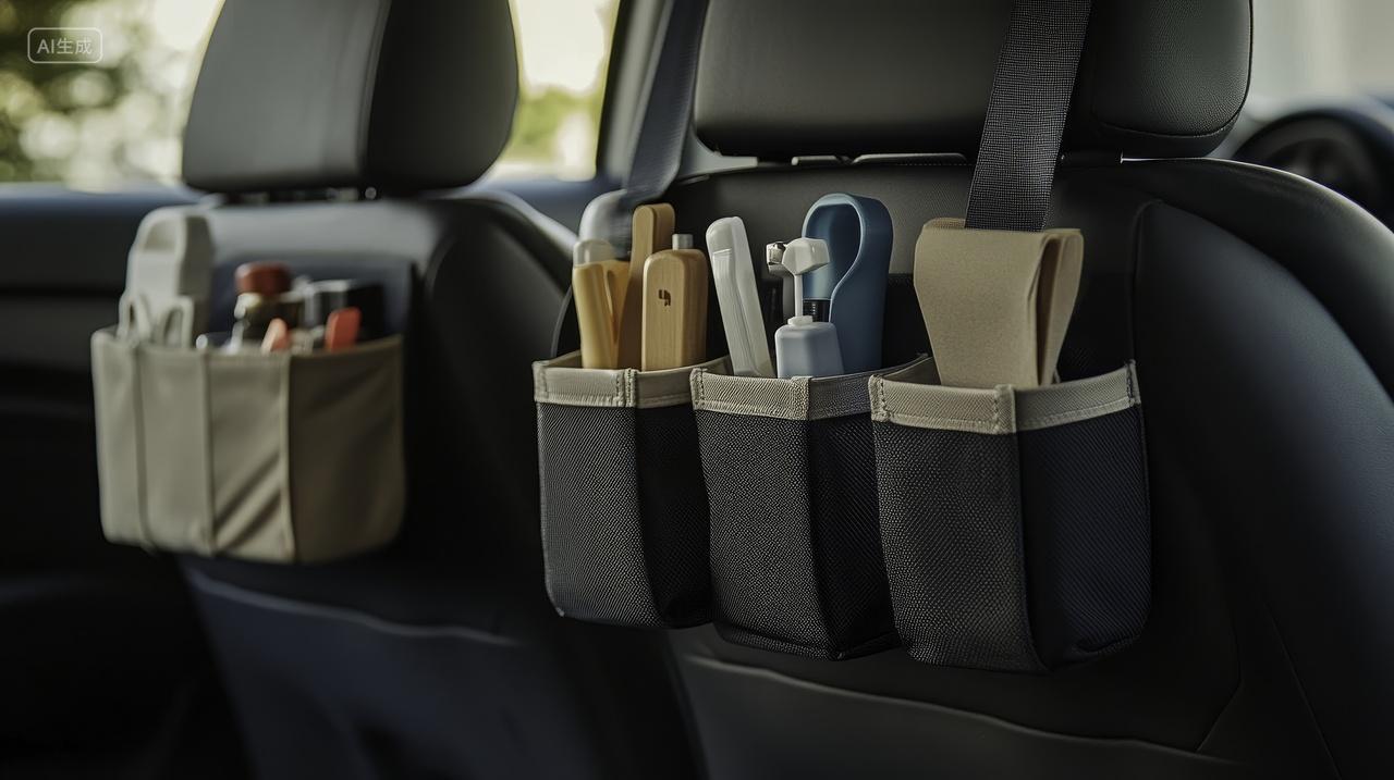 汽车座椅背后的多功能储物袋