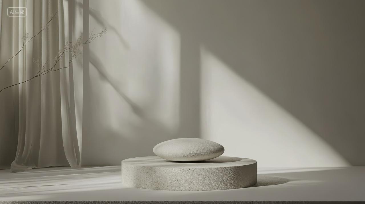 简约石材装饰的极简艺术陈列台