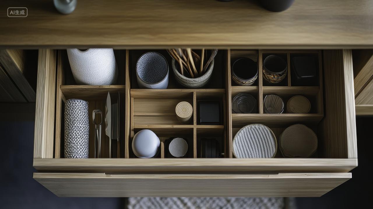 井井有条的抽屉与陶器收纳