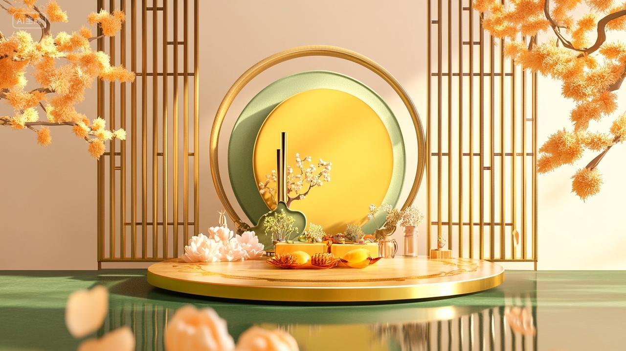 重阳节中式展台背景素材