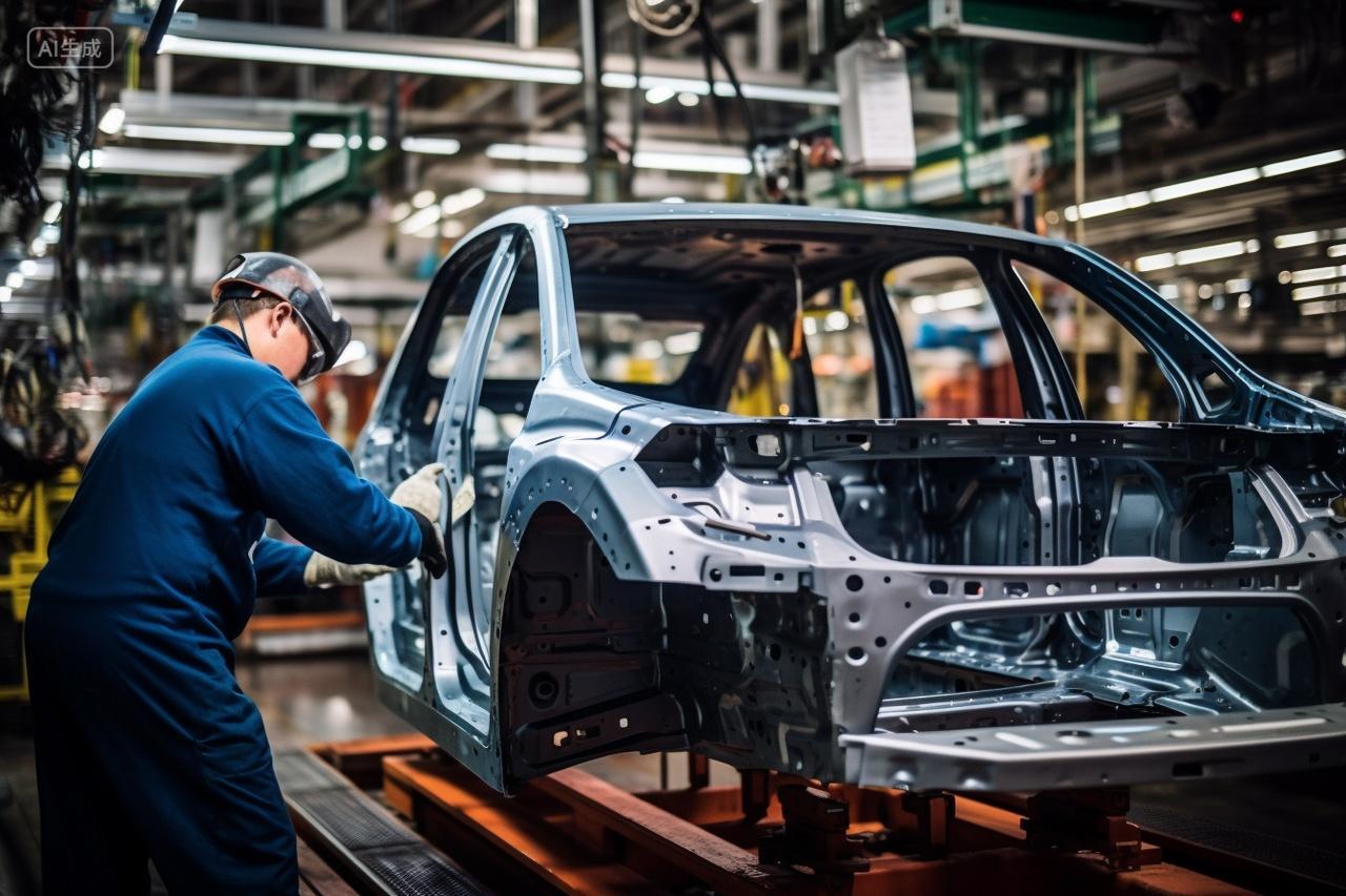 工厂工人组装汽车零部件汽车加工宣传