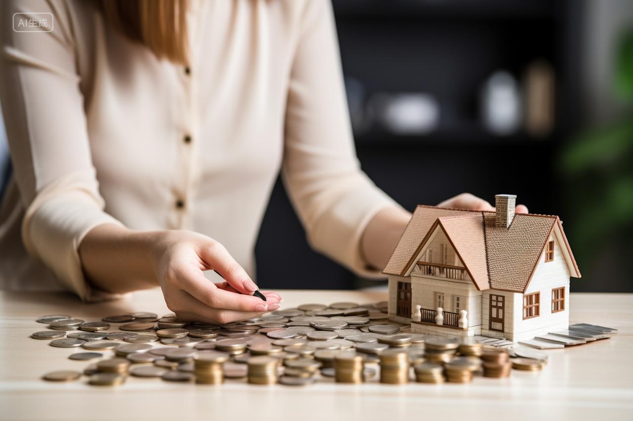 商务女人手拿金币房贷压力