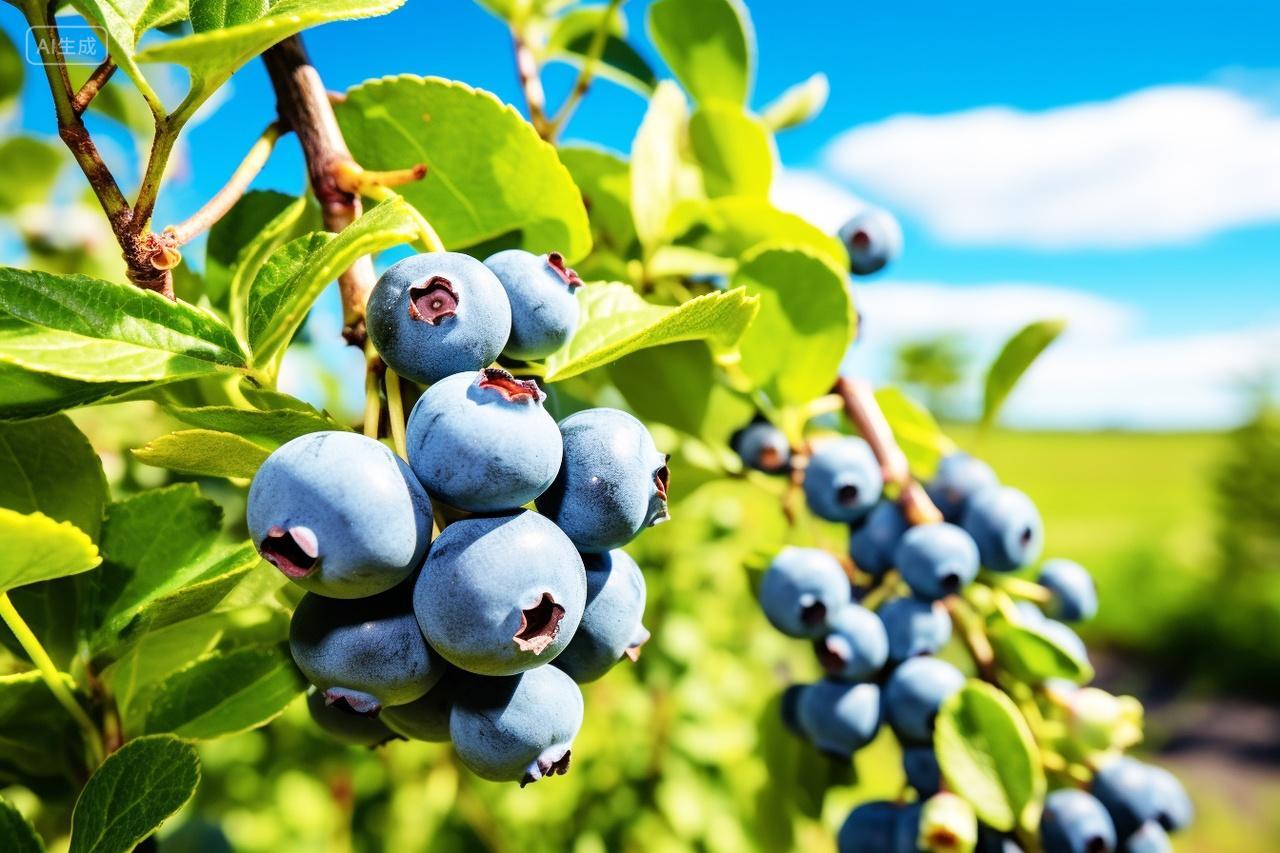 蓝莓园成熟的蓝莓水果宣传