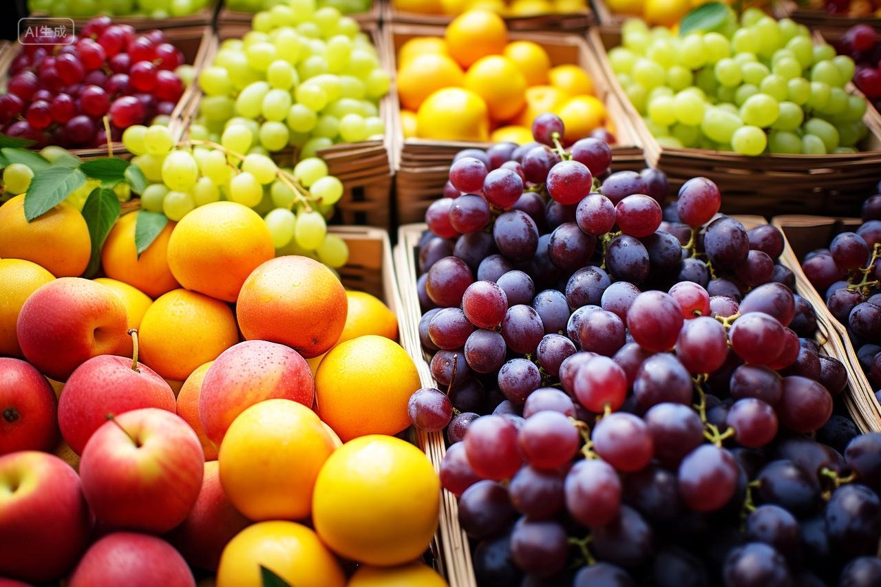 筐子里的各种水果食物水果店宣传