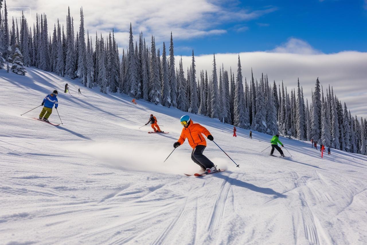 冬天滑雪场滑雪的人极限运动