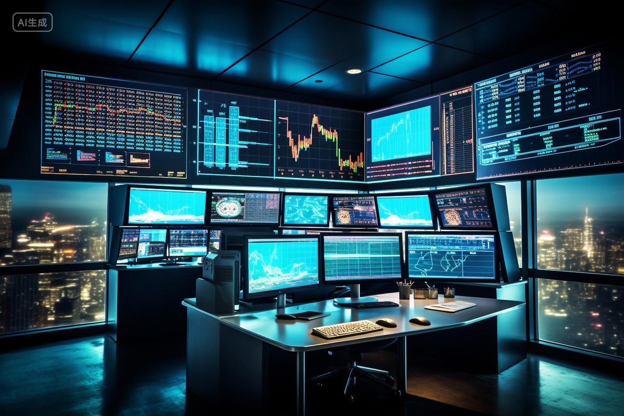 商务办公电子屏上股市数据跌涨