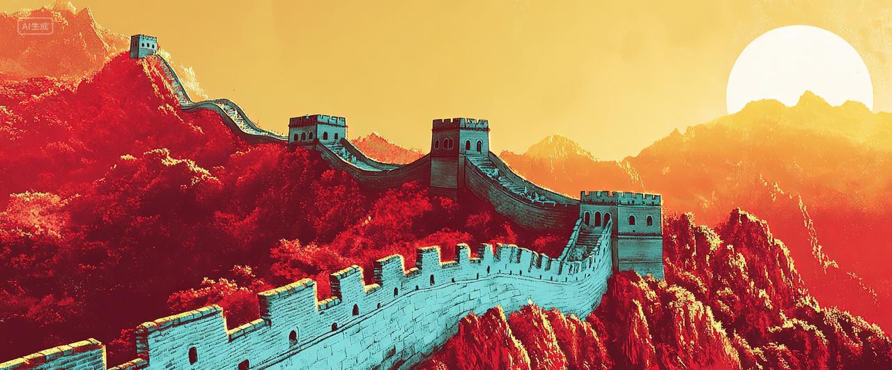 夕阳下的长城