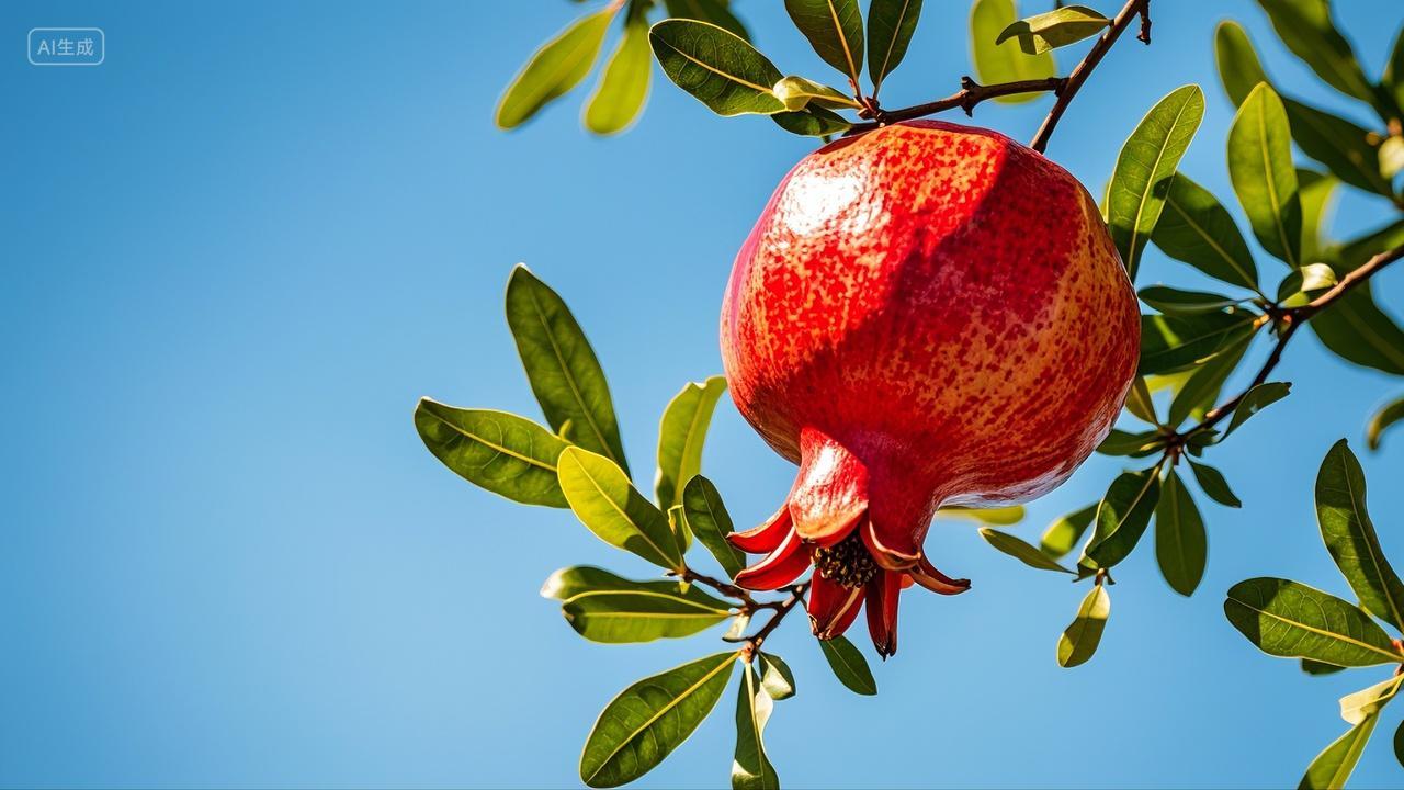 石榴树上的新鲜水果背景