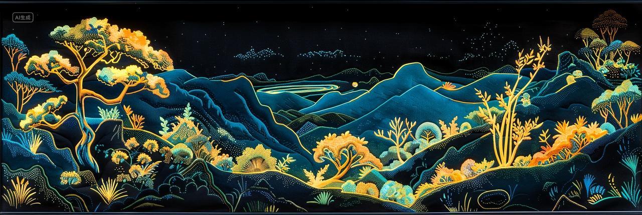 中秋节黑色背景绿金色山峰山脉自然唯美高清壁纸