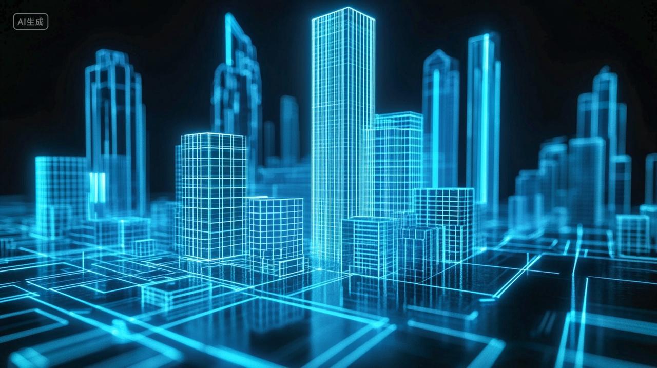 蓝色科技未来智慧城市建筑