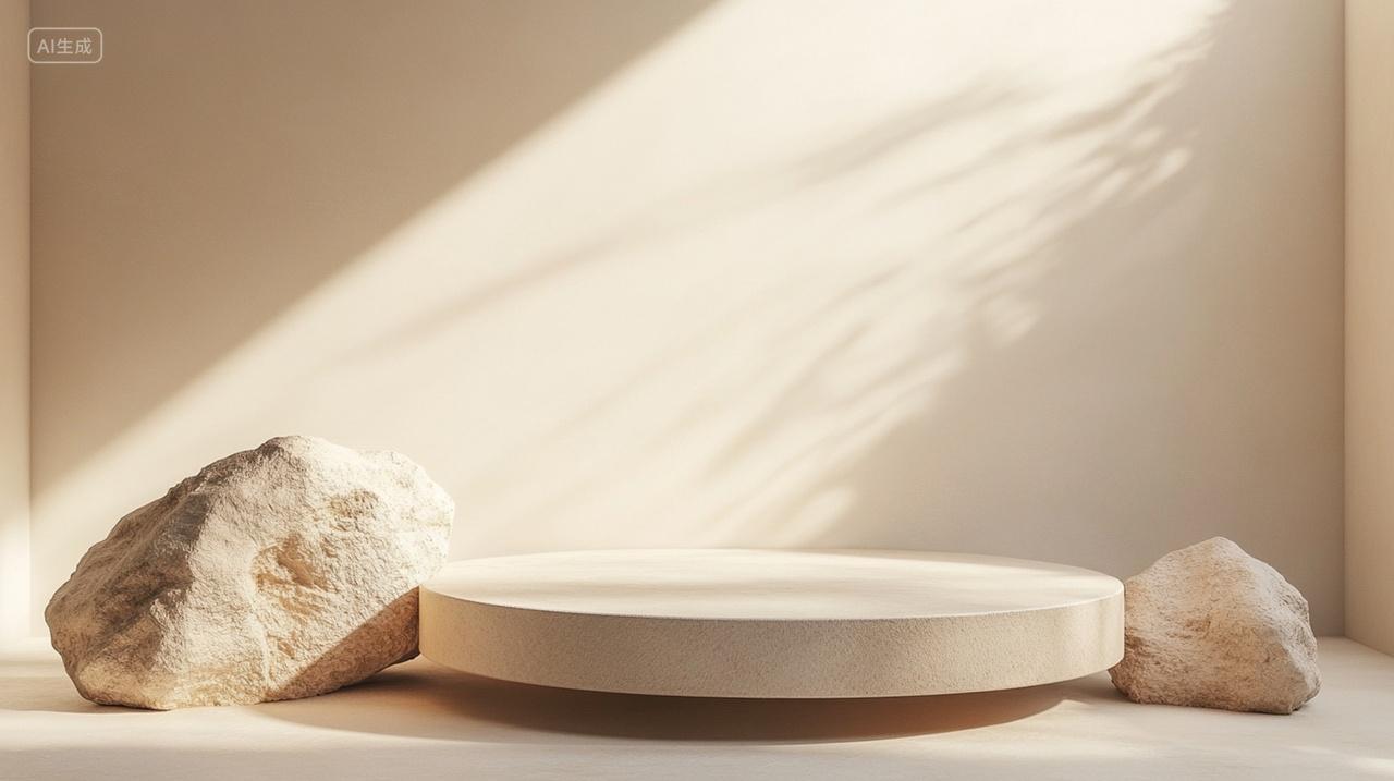 阳光照在圆形展台上电商促销