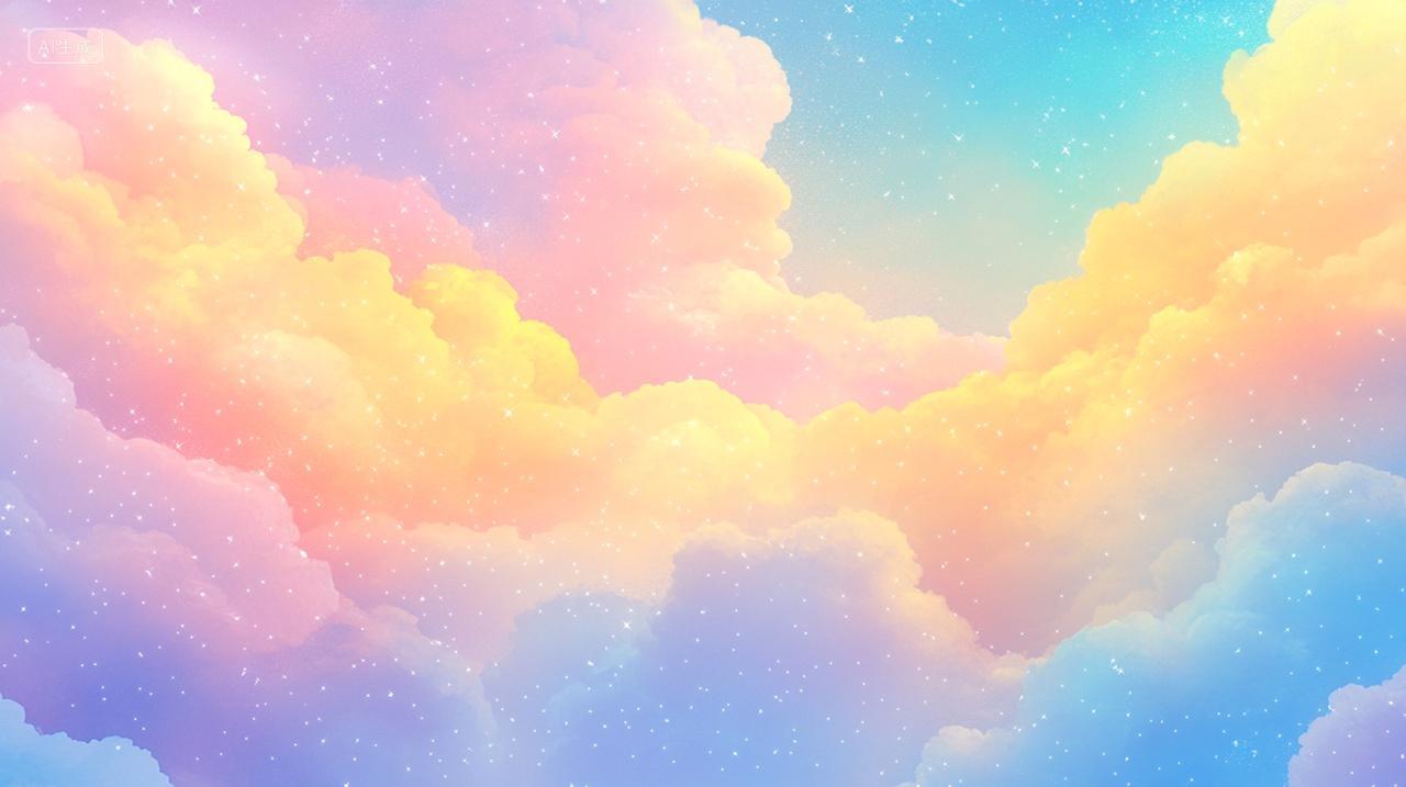 唯美彩色梦幻天空彩色云朵背景