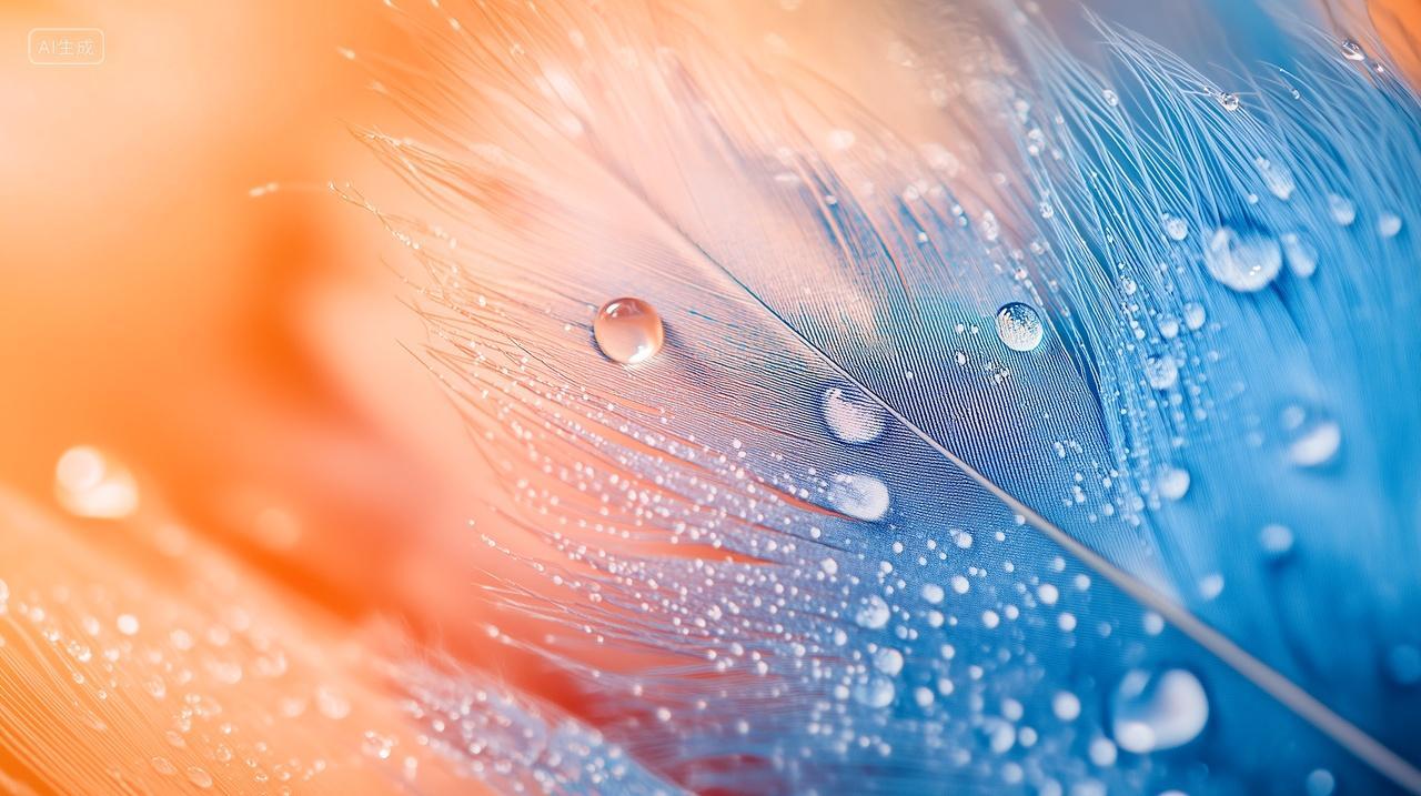 唯美羽毛上的水珠小清新电脑壁纸