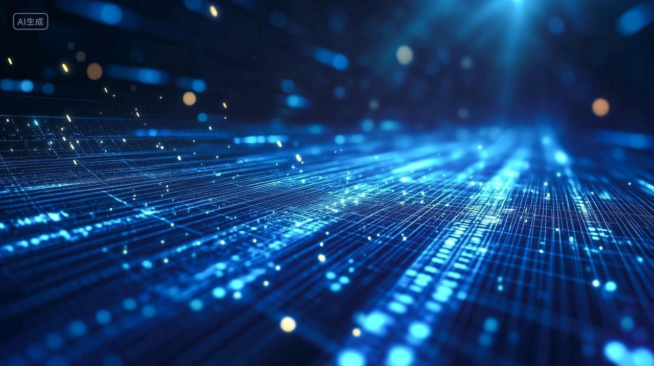 蓝色科技背景光线粒子科技感