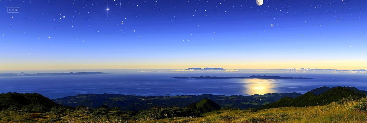 蔚蓝色的蓝色海洋星空