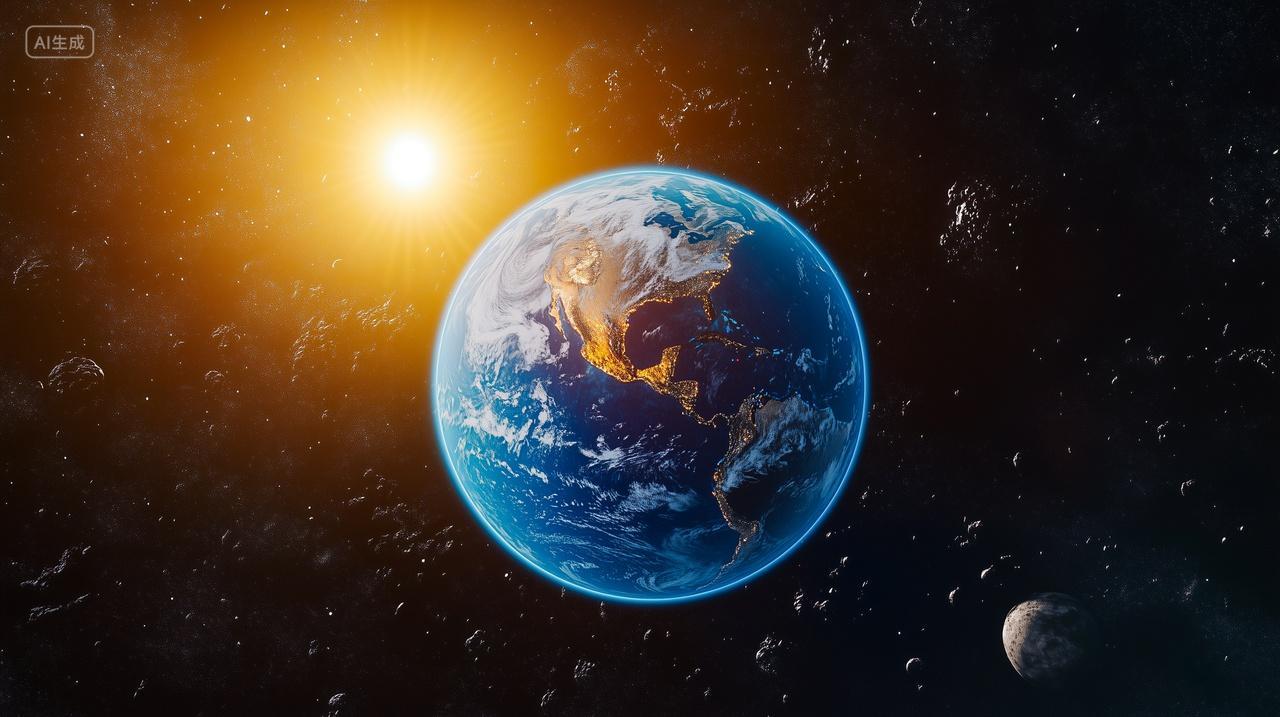 阳光照射在地球上地球背景科技地球