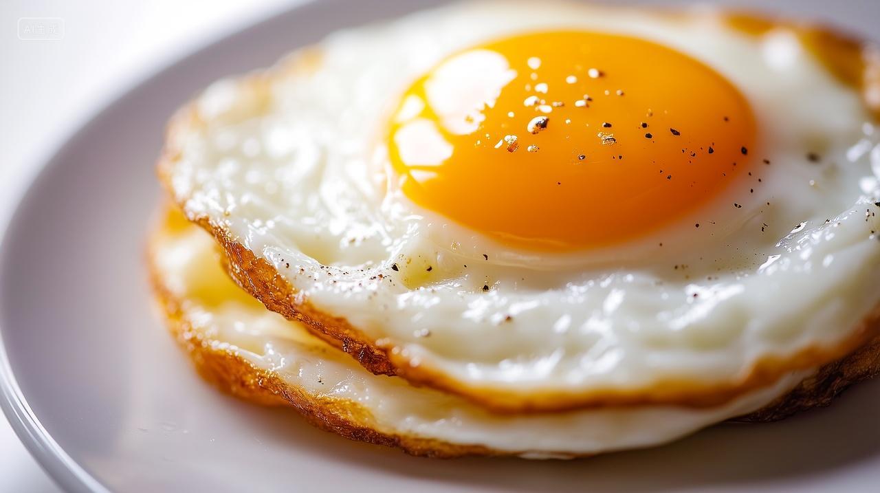 食物盘子里的2个煎蛋
