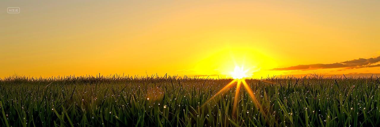 夕阳下的露珠小草