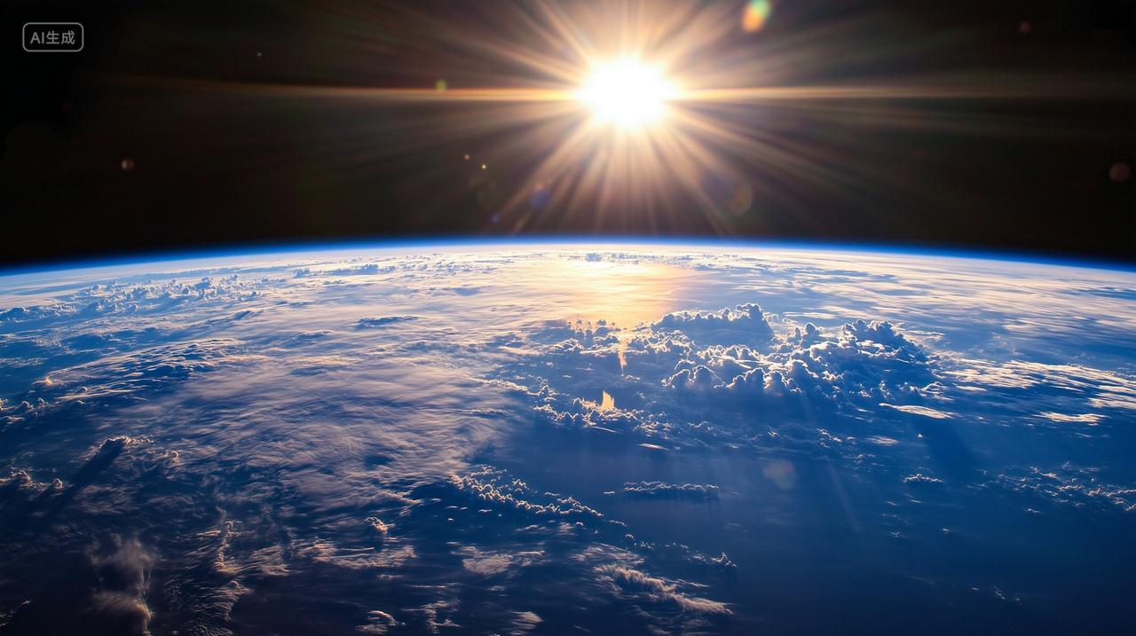 科技地球发光地球日出背景