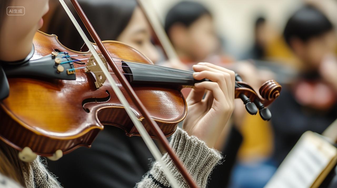 一群人进行小提琴演奏