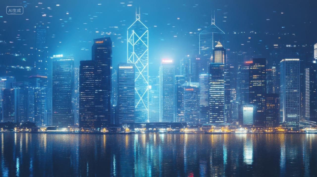 现代城市高楼夜景插图