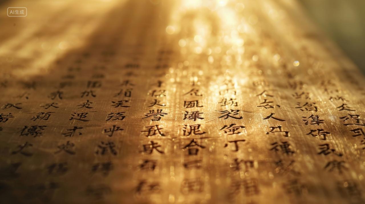 古籍残卷上的光影