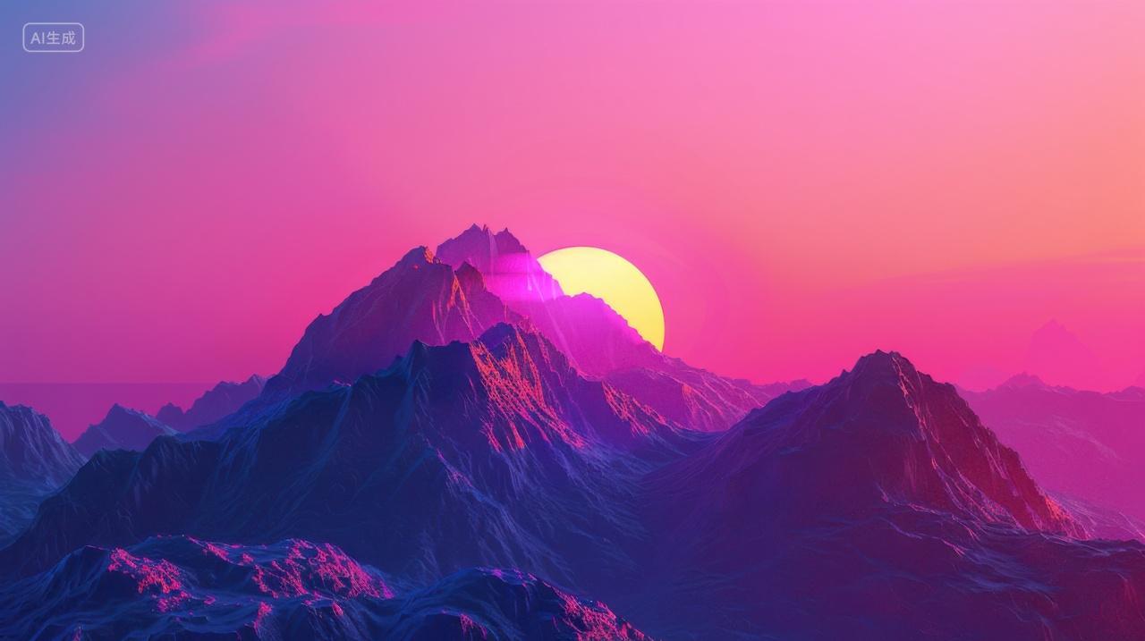 晚霞中的山峰山顶