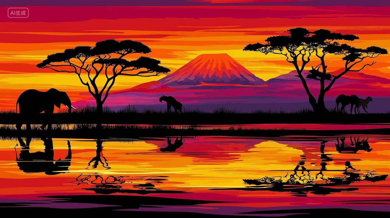 非洲日落剪影风景