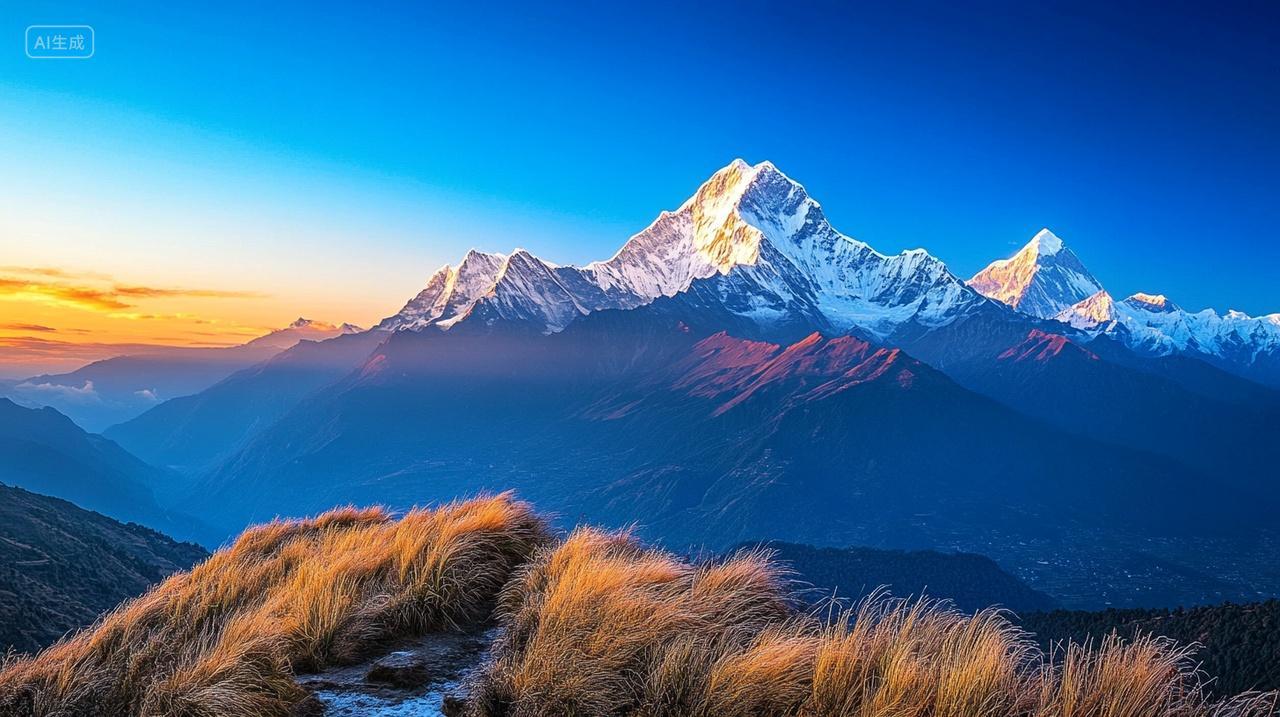 日照金山户外雪山风景壁纸