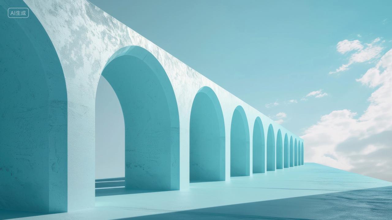 3D简约场景一排拱形门