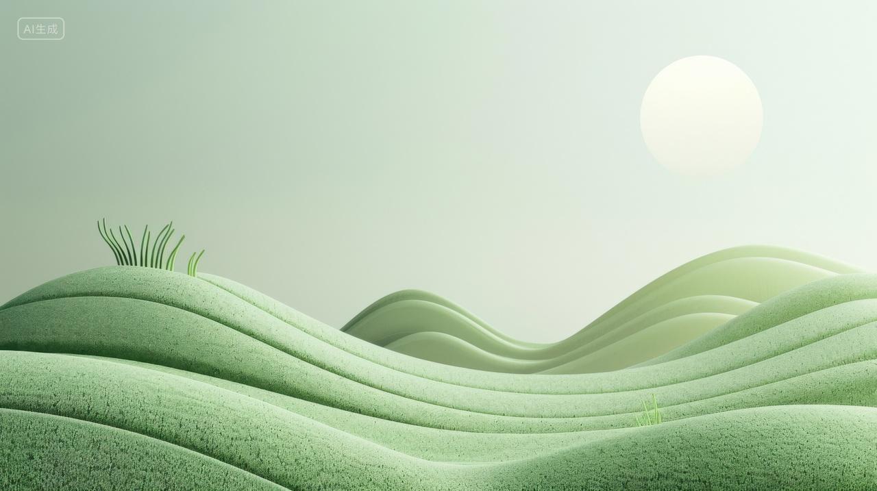 连绵不绝的绿色山坡