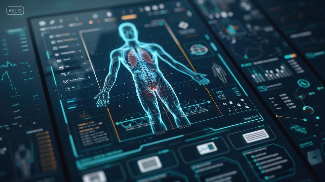 科技医疗概念插图全息影像呈现患者病灶