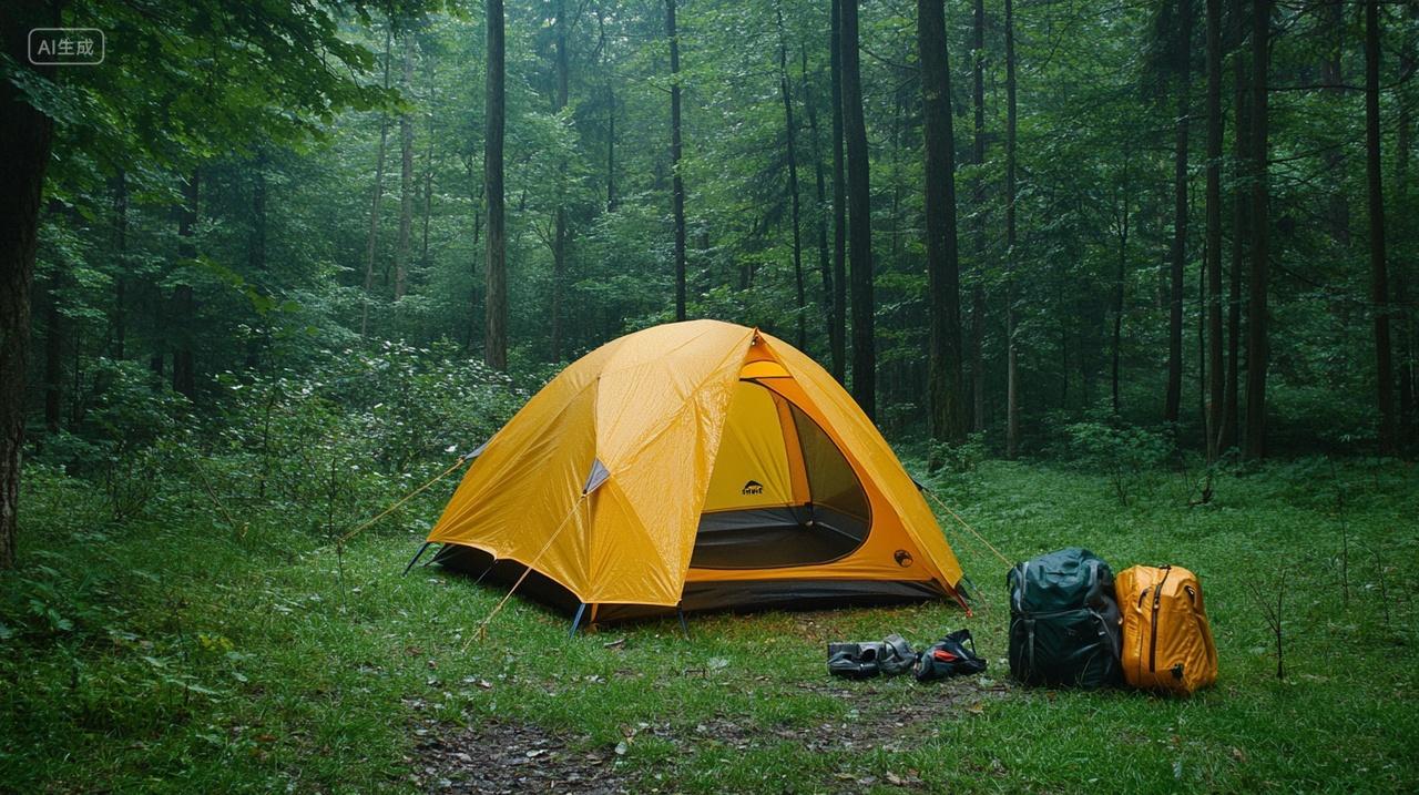 户外露营野营装备搭帐篷旅行背景