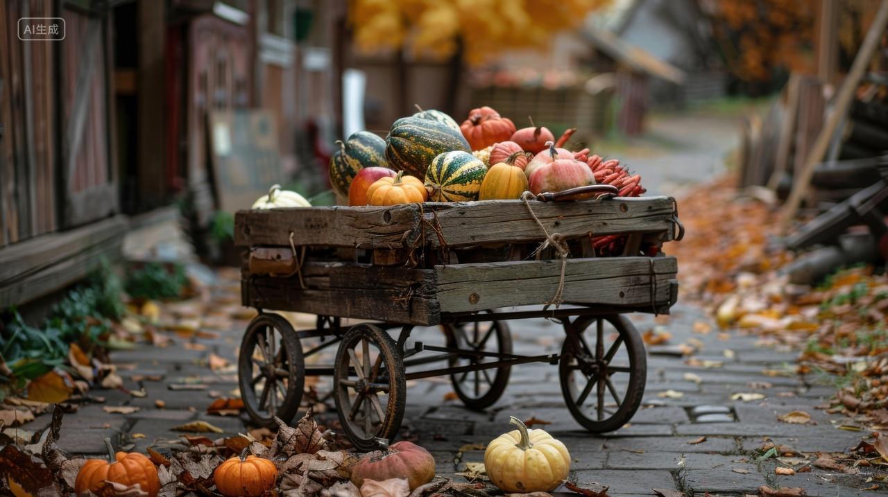 街道上一车子蔬菜水果