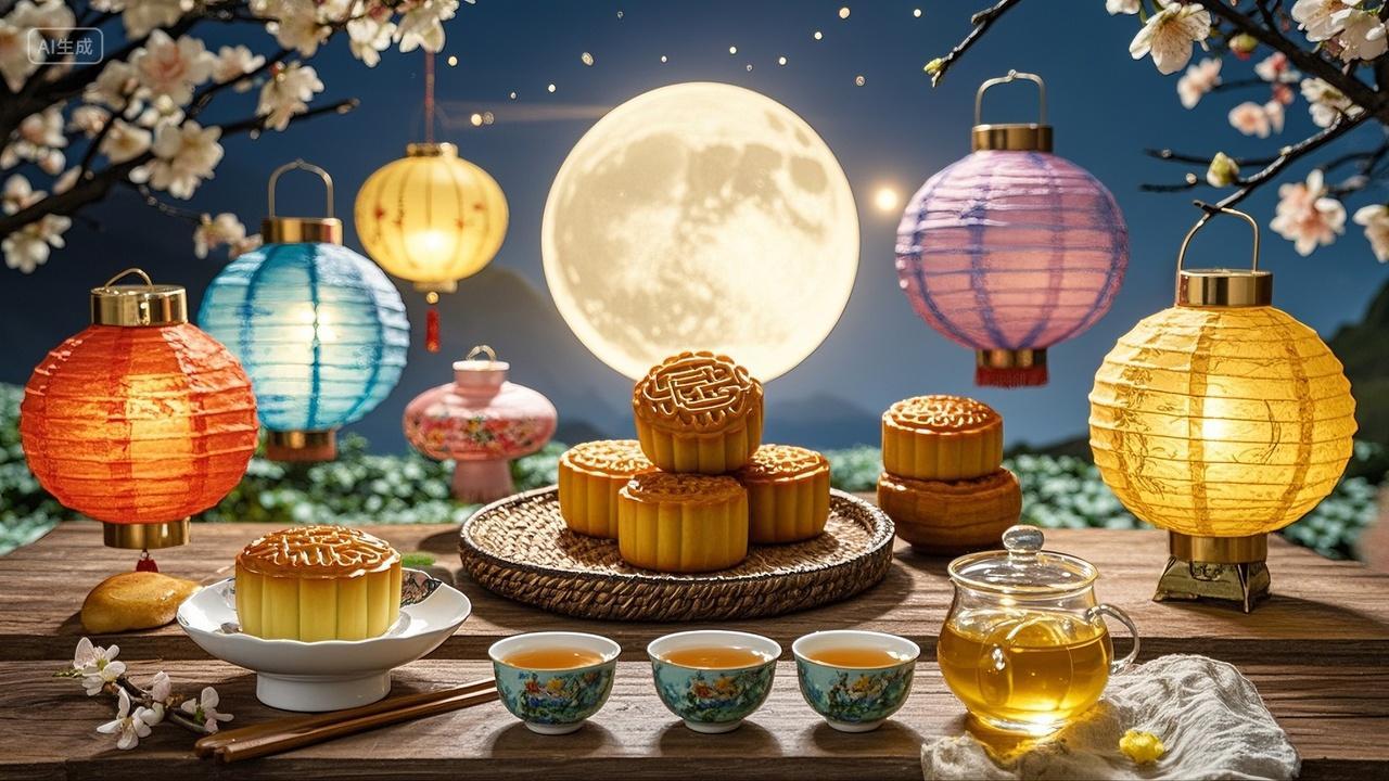 月色下的中秋月饼八月十五中秋节