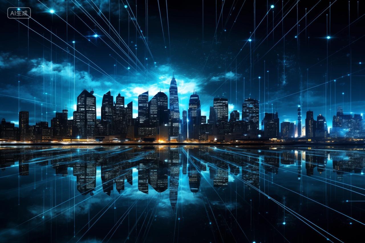 科技感数字都市的夜色交响曲高楼城市建筑