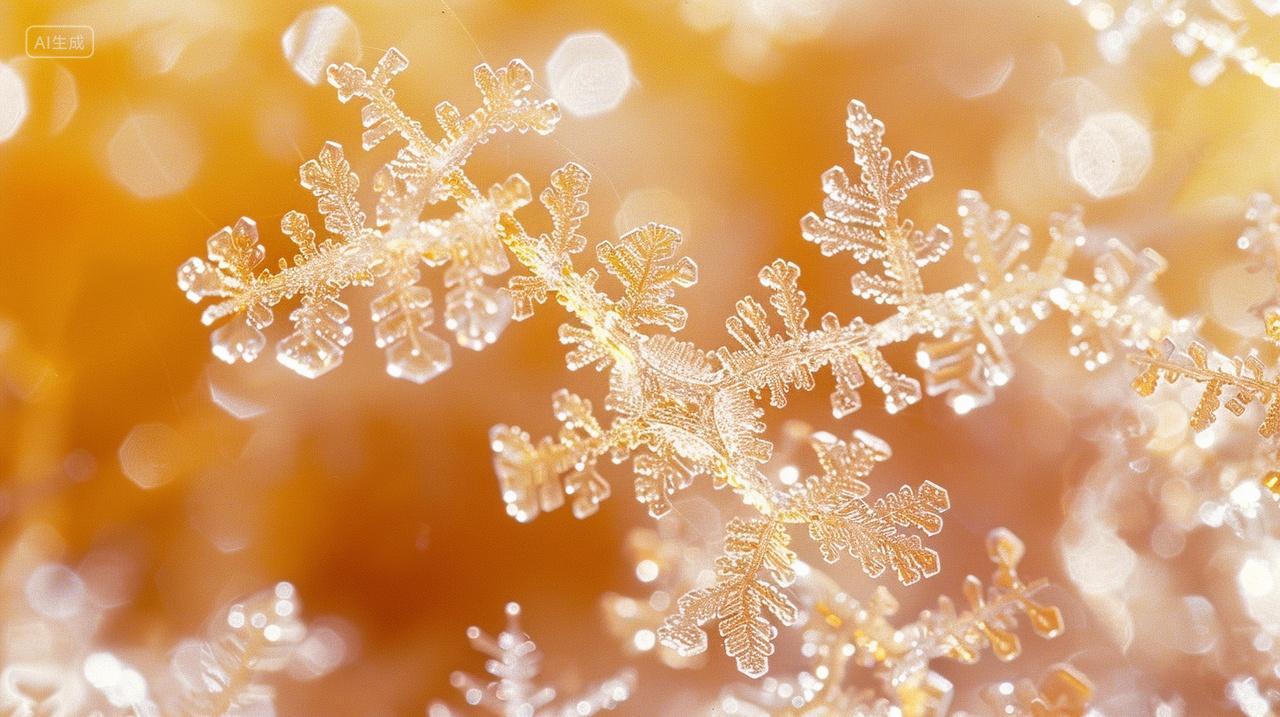 冬季晶莹剔透雪花背景立冬冬至冬天小雪大雪渐变插画