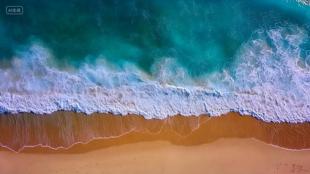 海浪拍打岩石海岛礁石大海浪潮浪花海岸线