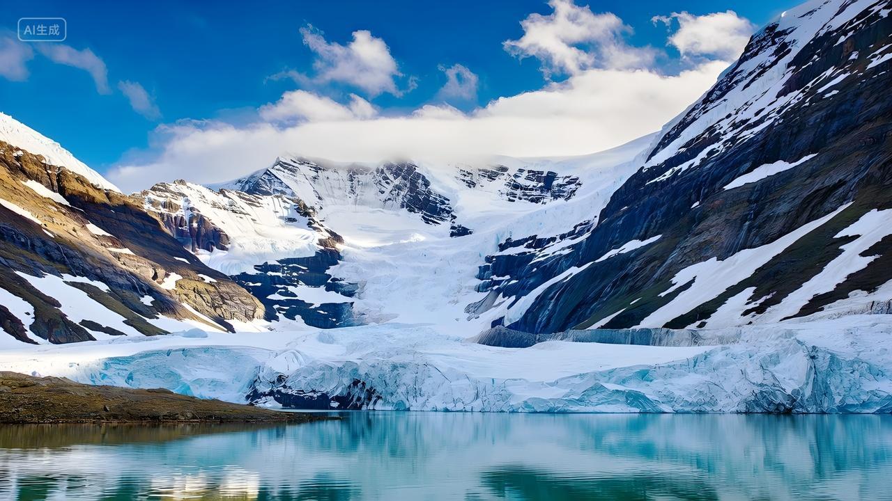 山水雪山倒影雪山冰川河流湖泊倒影最美背景图风景画雪山摄影图片电脑壁纸