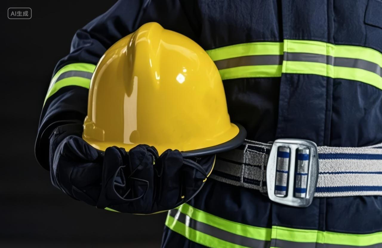 消防员安全帽手套制服职业救援保护背景